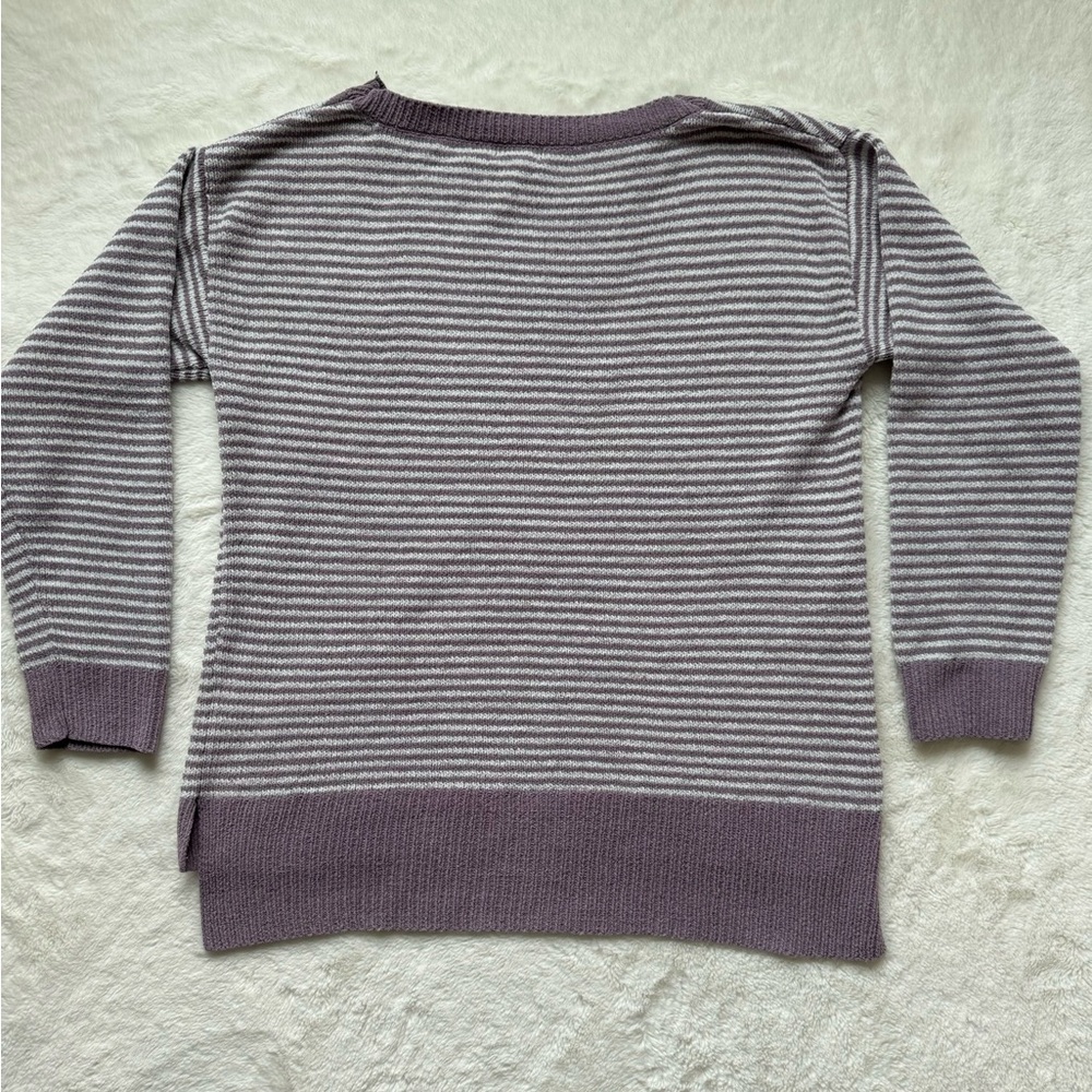 Jones New York Sweater Women Medium Lavender Striped Knit Casual‎ Preppy Pastel - Picture 8 of 12